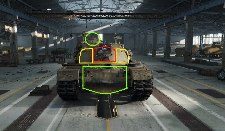 Jarzmo działa jest najbardziej odporną i najgrubiej okutą częścią wieży - starajmy się celować w inne miejsca - M48A5 Patton | Czołgi amerykańskie w World of Tanks - World of Tanks - poradnik do gry