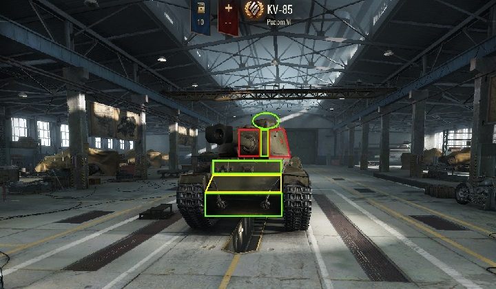 Jarzmo działa jest praktycznie nie do sforsowania (chyba że dla dział powyżej 200mm penetracji), nie strzelajmy także w pochylone boczki wieży - KV-85 | Radziecki czołg ciężki w World of Tanks - World of Tanks - poradnik do gry