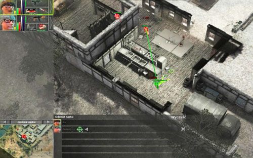 W następnym punkcie na południu mapy, dobrym miejscem do wymiany ognia jest kuchnia, gdzie chowając się za osłonami pokazanymi na screenie będziesz trudnym celem, samemu mając dobre pole widzenia na nadchodzących przeciwników - Khadwan [4] - Kampania - droga na południe - Jagged Alliance: Crossfire - poradnik do gry