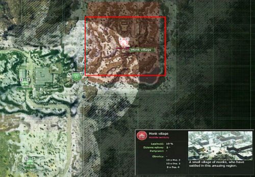 Po oczyszczeniu terenu wyjdź do mapy głównej i zaatakuj Monk village - Monk village [9] - Kampania - połączenie dróg - Jagged Alliance: Crossfire - poradnik do gry