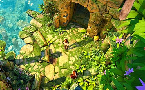 W lewą dolną niszę przy drzwiach wstaw robaki (Put the worms into the Earth Alcove) - Przed wejściem do świątyni - Rozdział 3 - The Sunken Temple - The Book of Unwritten Tales - poradnik do gry