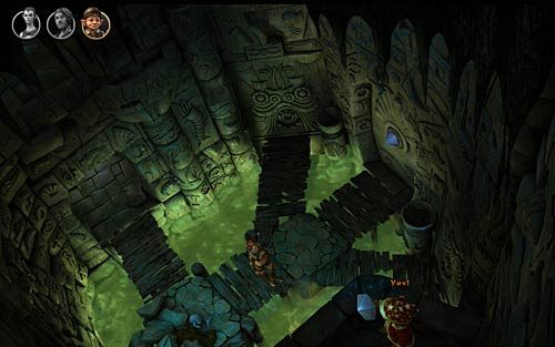 Przełącz się na Wilbura, którym zejdź po drabinie poziom niżej - We wnętrzu świątyni - Rozdział 3 - The Sunken Temple - The Book of Unwritten Tales - poradnik do gry