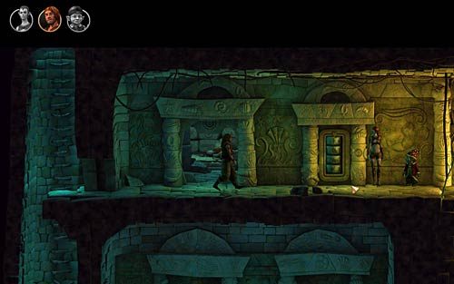 Przełącz się na Natea i wejdź po drabinie dołączając do reszty towarzyszy na górze - We wnętrzu świątyni - Rozdział 3 - The Sunken Temple - The Book of Unwritten Tales - poradnik do gry