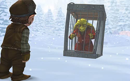 Niemal wprost na Wilbura spadnie klatka z gremlinem - Ekwipunek na wyprawę - Rozdział 1 - Prolog - The Book of Unwritten Tales - poradnik do gry