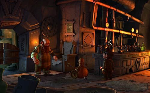 Po wykonaniu spadochronu idź do mistrza browarnika (Enter the dwarf bastion) - Ekwipunek na wyprawę - Rozdział 1 - Prolog - The Book of Unwritten Tales - poradnik do gry