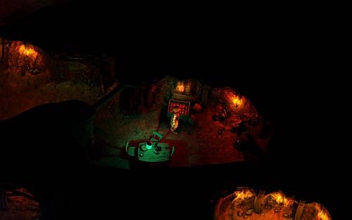 Kopalnia składa się z kilku korytarzy i pomieszczeń, w których pracują stworki - Nate zostaje wojownikiem - Hełm - Rozdział 4 - The Wild Lands - The Book of Unwritten Tales - poradnik do gry