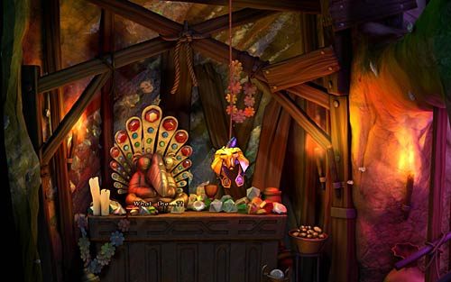 Wejdź do zadymionej wybuchem sali i weź z wózka kawałek drewienka (Take the wooden handle) - Nate zostaje wojownikiem - Hełm - Rozdział 4 - The Wild Lands - The Book of Unwritten Tales - poradnik do gry