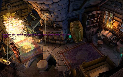 Przez otwarty świetlik do domu wpada teraz promień światła - Ukryta piwnica w domu profesora - Rozdział 1 - Prolog - The Book of Unwritten Tales - poradnik do gry