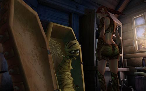 Otwórz sarkofag i zacznij rozmowę z mumią - Ukryta piwnica w domu profesora - Rozdział 1 - Prolog - The Book of Unwritten Tales - poradnik do gry