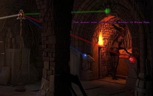 Umocuj rubin na szczycie laski (Insert the ruby) i przeczytaj książkę znajdującą się w nowo otwartej wnęce (Read the book) - Ukryta piwnica w domu profesora - Rozdział 1 - Prolog - The Book of Unwritten Tales - poradnik do gry