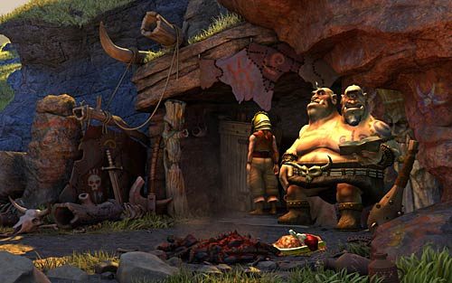 Przejdź w głab (Look at the cupboard) i po krótkiej rozmowie (Open the cupboard) - Nate zostaje wojownikiem - Tarcza - Rozdział 4 - The Wild Lands - The Book of Unwritten Tales - poradnik do gry