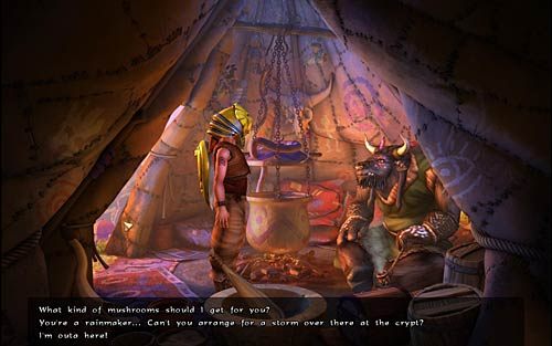 Porozmawiaj z Minotaurem, któremu właśnie skończyły się grzybki - Wywoływanie piorunów - Rozdział 4 - The Wild Lands - The Book of Unwritten Tales - poradnik do gry