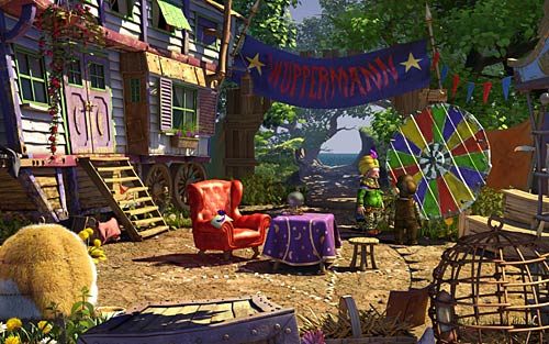 Po odgadnięciu kolejności kolorów poproś o możliwość ponownego zagrania (Id really like to have another spin of the wheel of fortune - Wilbur zostaje magiem (2) - Jak dorobić sie fortuny - Rozdział 2 - In the Town - The Book of Unwritten Tales - poradnik do gry