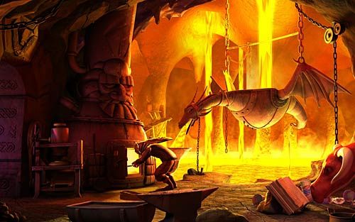 Wróć do smoczycy i użyj smoczej czaszki na szyi wielkiej misy rozpiętej ponad lawą (Fasten the head to the body) - Nate zostaje wojownikiem - Miecz - Rozdział 4 - The Wild Lands - The Book of Unwritten Tales - poradnik do gry