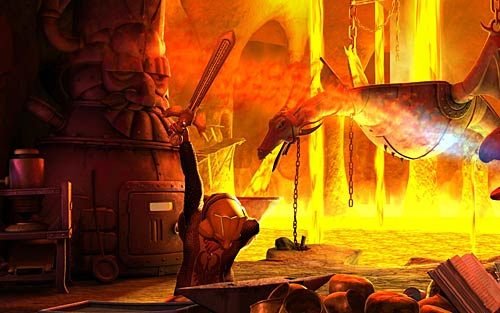 Połóż na kowadle złamany miecz (Re-forge the Sword of Power) - Nate zostaje wojownikiem - Miecz - Rozdział 4 - The Wild Lands - The Book of Unwritten Tales - poradnik do gry