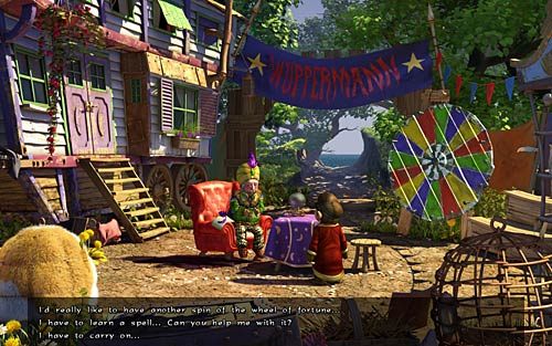 Idź do Wuppermanna i powiedz mu o zaklęciu (I have to learn a spell - Wilbur zostaje magiem (3) - Przyrządzanie eliksiru - Rozdział 2 - In the Town - The Book of Unwritten Tales - poradnik do gry