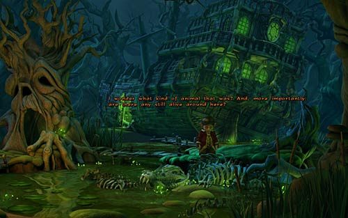 Za pomocą mapy przenieś się na bagna - Wilbur zostaje magiem (3) - Przyrządzanie eliksiru - Rozdział 2 - In the Town - The Book of Unwritten Tales - poradnik do gry