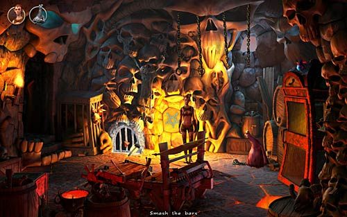 Kiedy strażnik się oddali podnieś papiery leżące na rzeźbie czaszki (Examine the parchments) - Jak uwolnić się z lochów? - Rozdział 4 - The Wild Lands - The Book of Unwritten Tales - poradnik do gry