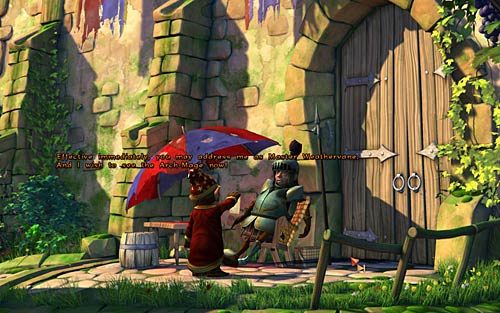 Idź do bramy pilnowanej przez strażnika - Wilbur zostaje magiem (5) - Nauka zaklęcia - Rozdział 2 - In the Town - The Book of Unwritten Tales - poradnik do gry