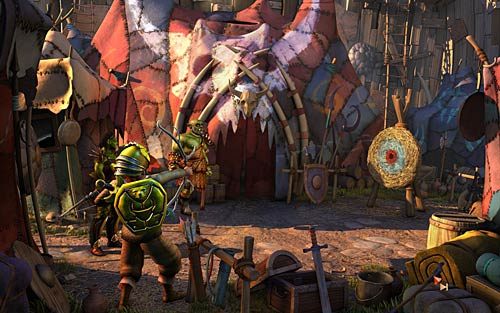 Kiedy już wszystko przygotujesz powiedz wodzowi, że chcesz strzelać (I want to try again - Próba celności - Rozdział 4 - The Wild Lands - The Book of Unwritten Tales - poradnik do gry