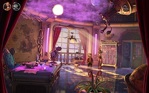 W lewym górnym rogu ekranu pojawią się ikony przedstawiające Ivo i Wilbura - Znalezienie lokalizacji wyspy - Rozdział 2 - In the Town - The Book of Unwritten Tales - poradnik do gry