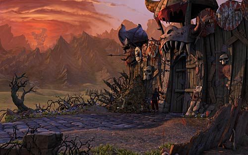 Przyjrzyj się stercie śmieci (Look at the heap of rubbish) na lewo od wejścia do obozu orków, a Nate wyciągnie z niej balon (Gnome hot air balloon) - Rozdział 5 - The Wild Lands once again - The Book of Unwritten Tales - poradnik do gry