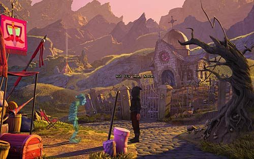 Za pomocą mapy skocz na rozstaje dróg przy krypcie - Rozdział 5 - The Wild Lands once again - The Book of Unwritten Tales - poradnik do gry