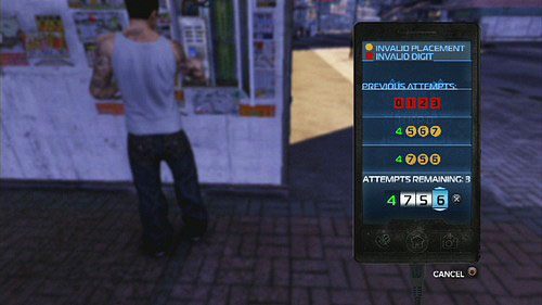 Aby go odgadnąć, musisz wpisywać przykładowe cyfry i sprawdzać czy pasują - Popstar Lead 2 - Arrested Supplier | Opis przejścia Sleeping Dogs - Sleeping Dogs - poradnik do gry
