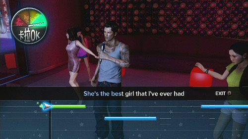 Aby to zrobić, tak ruszaj lewą gałką analoga, by kursor trafiał w pojawiające się na liniach prostokąty - Club Bam Bam | Opis przejścia Sleeping Dogs - Sleeping Dogs - poradnik do gry