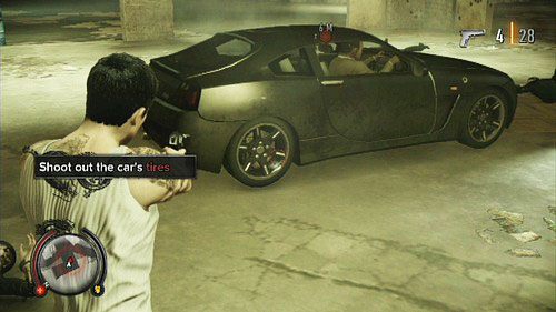 Twoim ostatnim zadaniem będzie przestrzelenie opon samochodu, a następnie ucieczka przed policją - Chain of evidence | Opis przejścia Sleeping Dogs - Sleeping Dogs - poradnik do gry