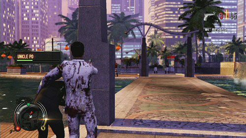 Gdy natkniesz się na przeciwników, poszukaj jakiejś wysokiej osłony (nie możesz niestety korzystać z L1) - The Wedding | Opis przejścia Sleeping Dogs - Sleeping Dogs - poradnik do gry