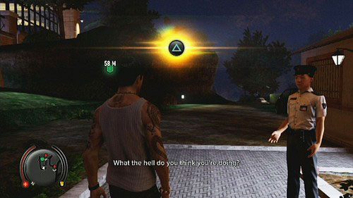 Za barierką znajdziesz drogę, która zaprowadzi cię do ogrodu ze strażnikami - Bad Luck | Opis przejścia Sleeping Dogs - Sleeping Dogs - poradnik do gry