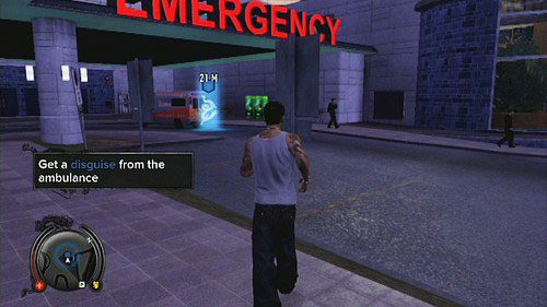 Na początku zadania udaj się do miejscowego szpitala i zabierz ze stojącego przed wejściem ambulansu przebranie lekarza - Serial Killer Lead 2 | Zadania policyjne w Sleeping Dogs - Sleeping Dogs - poradnik do gry
