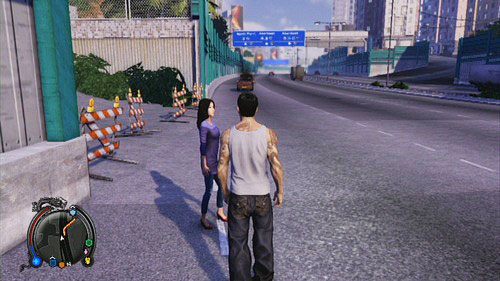 W zaznaczonym miejscu spotkasz kobietę, która poprosi cię pomoc przy naprawie auta - North Point | Zadania poboczne w Sleeping Dogs - Sleeping Dogs - poradnik do gry