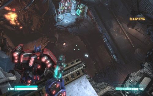 Wróć na dół, otwórz stalowe drzwi i poczekaj, aż Metroplex rozprawi się z grupą wrogów - Rozdział 3 - Metroplex Heeds the Call | Opis przejścia - Transformers: Upadek Cybertronu - poradnik do gry