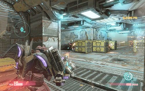 Następnie wleć do wskazanego przez znacznik posterunku i rozpraw się z przeciwnikami (obrazek) - Rozdział 6 - Death from Above | Opis przejścia | Transformers Upadek Cybertronu - Transformers: Upadek Cybertronu - poradnik do gry