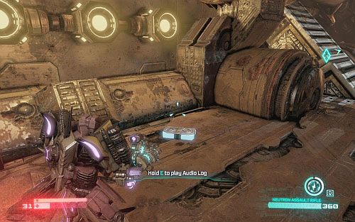 Po zjechaniu na dół udaj się w lewo (z prawej strony jest sklep, w którym możesz zmienić uzbrojenie) - Rozdział 6 - Death from Above | Opis przejścia | Transformers Upadek Cybertronu - Transformers: Upadek Cybertronu - poradnik do gry