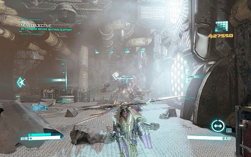 Po odparciu ataku udaj się do wskazanego przez znacznik miejsca i przestaw dźwignię - Rozdział 6 - Death from Above | Opis przejścia | Transformers Upadek Cybertronu - Transformers: Upadek Cybertronu - poradnik do gry