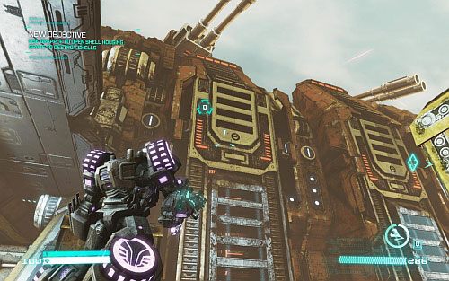 Wróć do dźwigni, przestaw ją, a następnie użyj haka na metalowej osłonie od naboi (obrazek) - Rozdział 8 - Combaticons Combine! | Opis przejścia - Transformers: Upadek Cybertronu - poradnik do gry