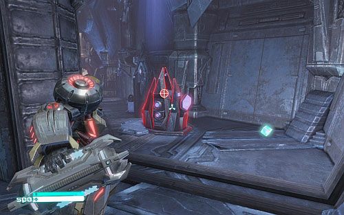 Po walce zniszcz mieczem lub beczkami trzy zaznaczone na czerwono generatory (obrazek) - Rozdział 11 - Starscreams Betrayal | Opis przejścia - Transformers: Upadek Cybertronu - poradnik do gry
