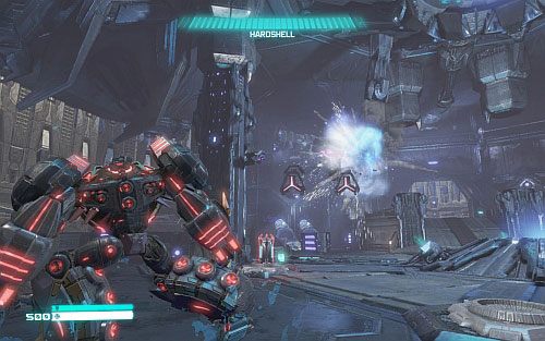 W następnej lokacji czeka cię pojedynek z Hardshellem, czyli potężnym robotem - Rozdział 11 - Starscreams Betrayal | Opis przejścia - Transformers: Upadek Cybertronu - poradnik do gry