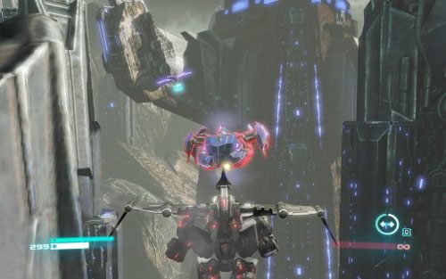 Po animacji zacznij szybko lecieć przed siebie (prawy przycisk myszy), uważając na przeszkody - Rozdział 12 - Grimlock Smash | Opis przejścia | Transformers Upadek Cybertronu - Transformers: Upadek Cybertronu - poradnik do gry