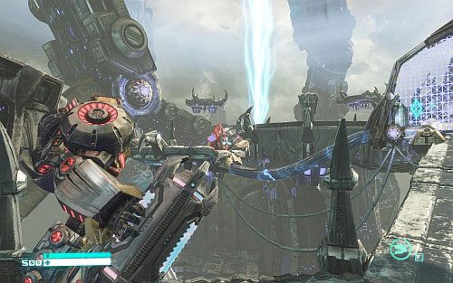 Po wylądowaniu rusz przed siebie i podążaj w stronę znacznika eliminując wrogów - Rozdział 12 - Grimlock Smash | Opis przejścia | Transformers Upadek Cybertronu - Transformers: Upadek Cybertronu - poradnik do gry