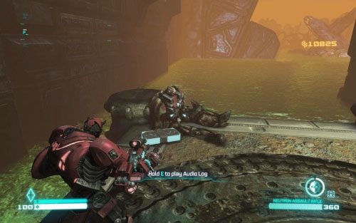 Po pierwszym cichym zabiciu wroga skieruj się na platformę z prawej - Audio Logs - rozdziały 1-6 | Audio Logs | Transformers Upadek Cybertronu - Transformers: Upadek Cybertronu - poradnik do gry