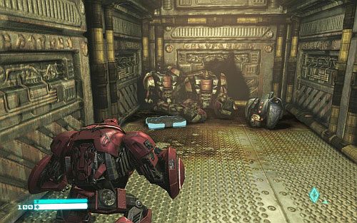 Po wjechaniu na górę zgniatarką rusz przed siebie i dojdź do końca korytarza - Audio Logs - rozdziały 1-6 | Audio Logs | Transformers Upadek Cybertronu - Transformers: Upadek Cybertronu - poradnik do gry