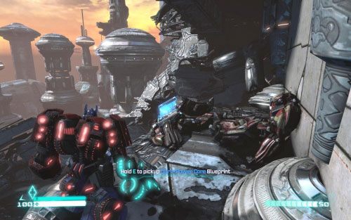 Po minięciu klatki schodowej przejdź przez drzwi, a na skrzyżowaniu skręć w lewo - Poradnik do gry - Blueprints | Transformers Upadek Cybertronu - Transformers: Upadek Cybertronu - poradnik do gry