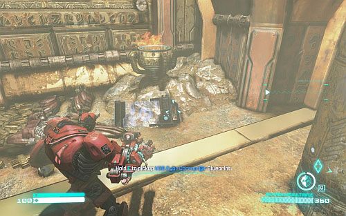 Po wyjechaniu z tunelu za bramą z zielonymi laserami rusz przed siebie, a za rogiem podejdź do ściany z lewej - Poradnik do gry - Blueprints | Transformers Upadek Cybertronu - Transformers: Upadek Cybertronu - poradnik do gry