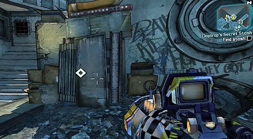 Idź do lokacji Claptrapa [1] i porozmawiaj z nim dwukrotnie - Claptraps Secret Stash; Do No Harm | Misje poboczne - Sanctuary | Borderlands 2 - Borderlands 2 - poradnik do gry