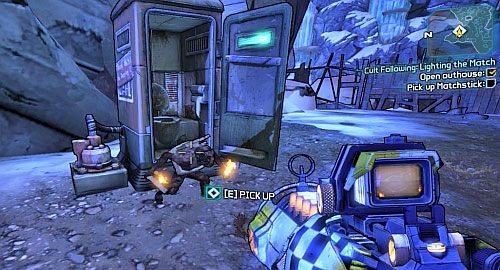 Po rozmowie, otwórz toaletę, na prawo od Claytona i podnieś z niej Matchstick - Cult Following - Eternal Flame | Misje poboczne - Sanctuary | Borderlands 2 - Borderlands 2 - poradnik do gry