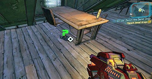 Udaj się do obozu Hodunk, gdzie otrzymasz zadanie od Jimbo [1] - Clan War - Reach the Dead Drop | Misje poboczne - The Dust | Borderlands 2 - Borderlands 2 - poradnik do gry